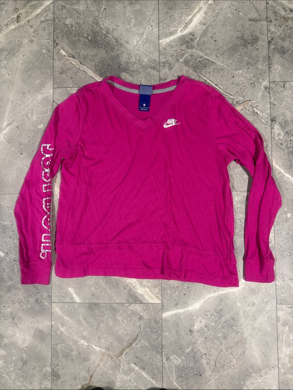 Nike Women's Long-Sleeve V-Neck Top - Bright Pink